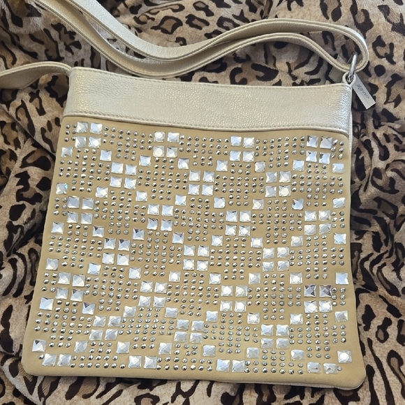 Handbags - Elegant Cream Studded Crossbody Bag